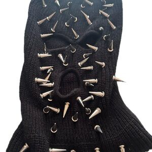 Black Spiked Knit Ski Mask